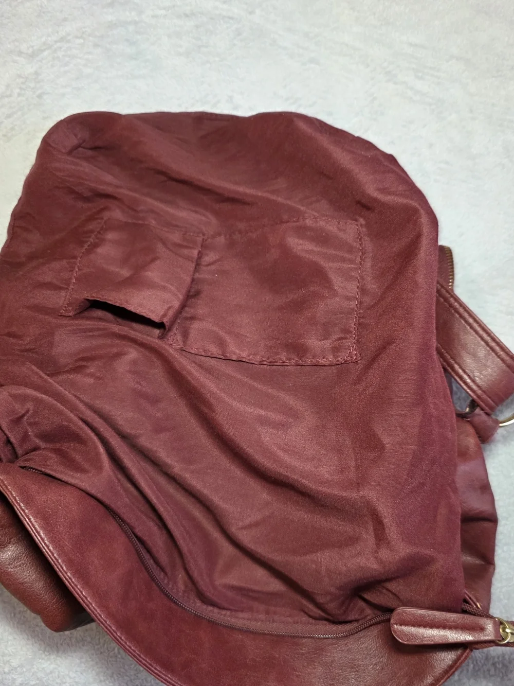 Burgundy Foldover Hobo Shoulder Bag Tassel Purse